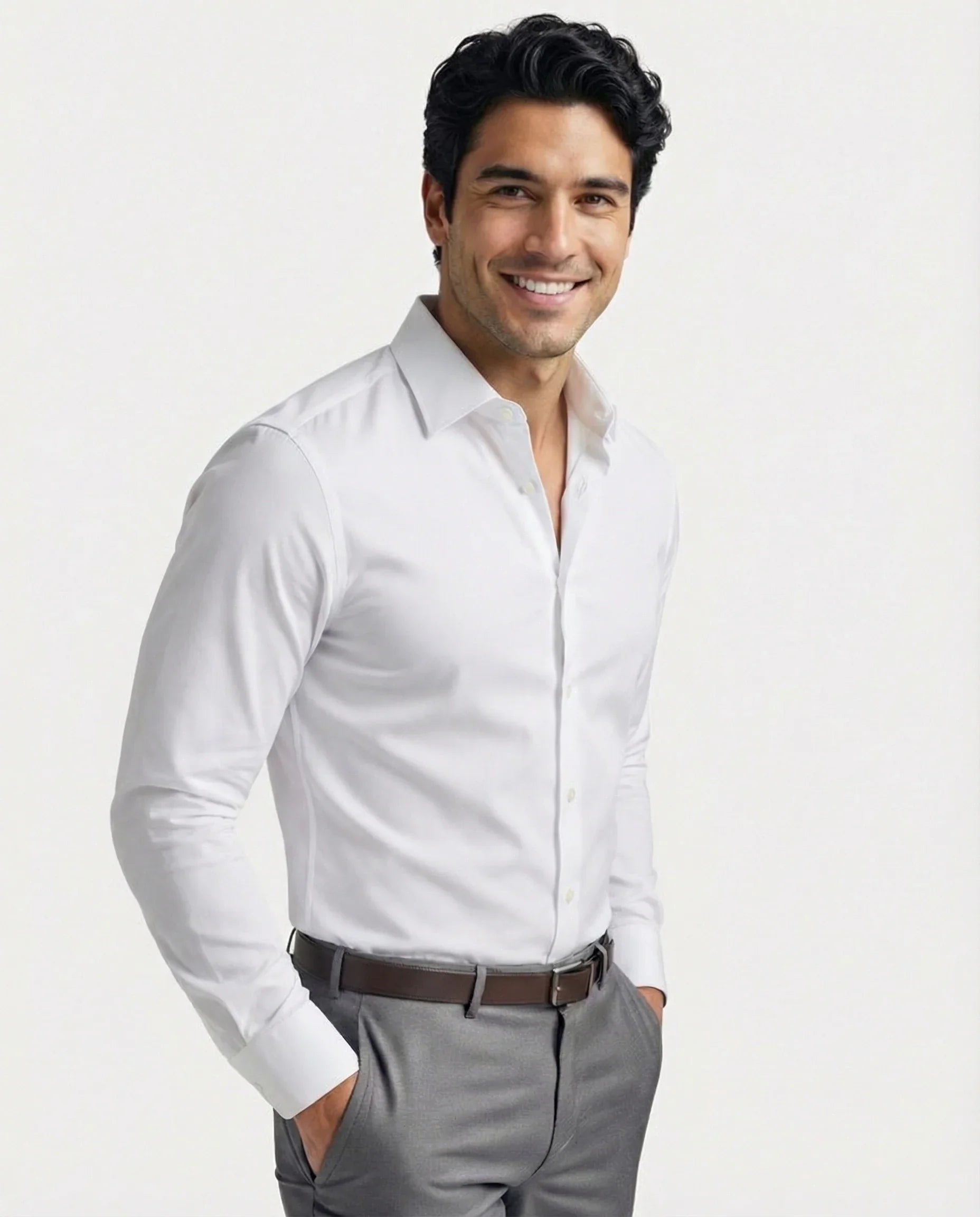 oliver dress shirts White Cotton Oliver Herringbone Classic Fit Dress Shirt