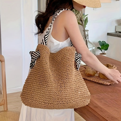 Handwoven Contrast Tote