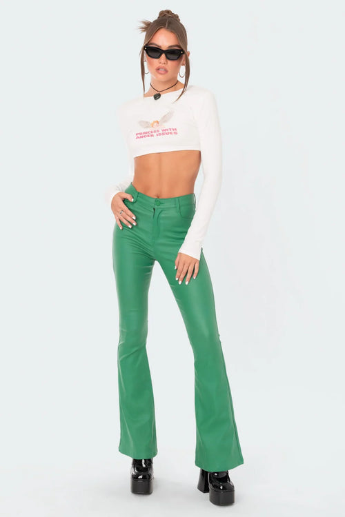Faux Leather Flared Pants