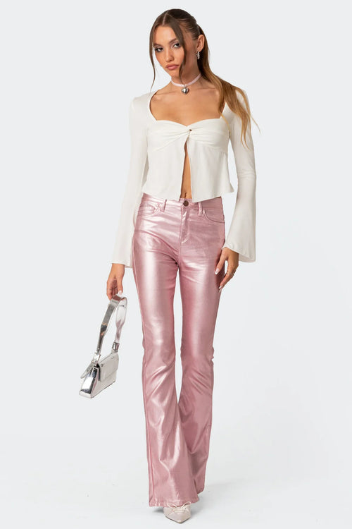 Faux Leather Flared Pants