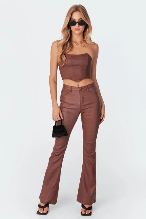 Faux Leather Flared Pants
